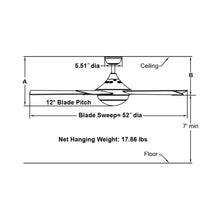 Load image into Gallery viewer, Celano v2 Indoor LED Ceiling Fan - line drawing.
