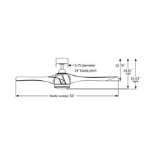 Load image into Gallery viewer, Klear Indoor / Outdoor LED Ceiling Fan - line drawing.
