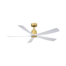 Load image into Gallery viewer, Kute5 Outdoor Ceiling Fan in Brushed Satin Brass (Matte White Blade).
