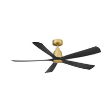 Load image into Gallery viewer, Kute5 Outdoor Ceiling Fan in Brushed Satin Brass (Black Blade).
