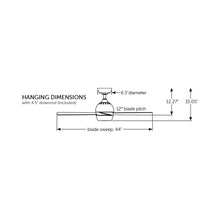 Load image into Gallery viewer, Kwad Indoor LED Ceiling Fan - line drawing.
