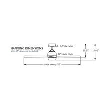 Load image into Gallery viewer, Kwad Indoor LED Ceiling Fan - line drawing.
