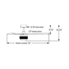Load image into Gallery viewer, Paget Indoor / Outdoor LED Ceiling Fan - line drawing.
