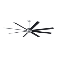 Load image into Gallery viewer, Stellar Outdoor LED Ceiling Fan in Silver (Black with Silver Accents) (84-Inch).
