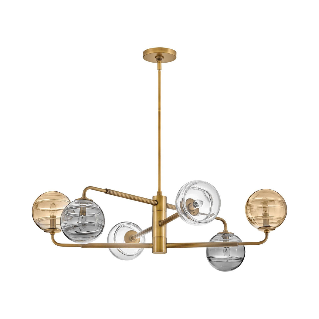 Oberon Chandelier in Heritage Brass.