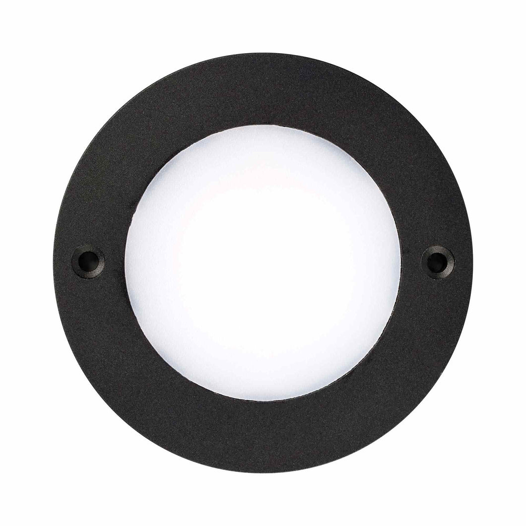 Disk Light 3W 12V 180 lumens 3000K 90 CRI LED Bulb in Black.