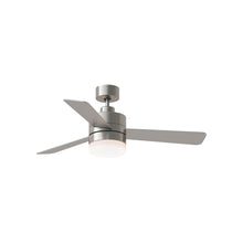 Load image into Gallery viewer, Era Outdoor LED Ceiling Fan in Brushed Steel/Silver/American Walnut (44-Inch).
