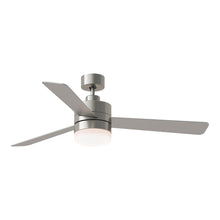 Load image into Gallery viewer, Era Outdoor LED Ceiling Fan in Brushed Steel/Silver/American Walnut (52-Inch).
