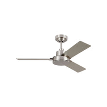 Load image into Gallery viewer, Jovie Outdoor Ceiling Fan in Brushed Steel/Silver/American Walnut (44-Inch).
