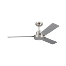 Load image into Gallery viewer, Jovie Outdoor Ceiling Fan in Brushed Steel/Silver/American Walnut (52-Inch).
