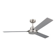 Load image into Gallery viewer, Jovie Outdoor Ceiling Fan in Brushed Steel/Silver/American Walnut (58-Inch).
