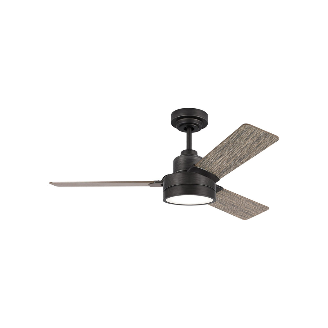 Jovie Outdoor LED Ceiling Fan in Aged Pewter/Light Grey Weathered Oak (44-Inch).