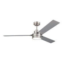 Load image into Gallery viewer, Jovie Outdoor LED Ceiling Fan in Brushed Steel/Silver/American Walnut (58-Inch).
