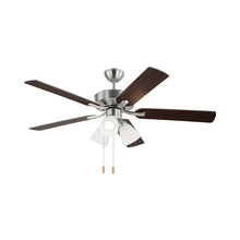 Load image into Gallery viewer, Linden LED 3 Ceiling Fan in Brushed Steel/Silver/American Walnut.
