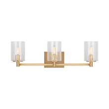 Load image into Gallery viewer, Parker Bath Vanity Light in Satin Brass (3-Light).
