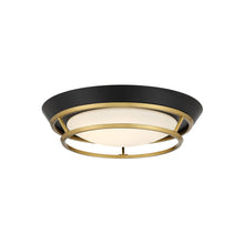 Load image into Gallery viewer, Beam Me Up! LED Flush Mount Ceiling Light in Satin Brass (Small).
