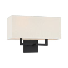 Load image into Gallery viewer, P472 Wall Light in Coal with Off White Linen Shade.
