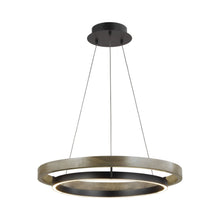 Load image into Gallery viewer, Grace LED Chandelier in Matte Black/Weather Oak Wood (30-Inch).
