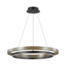 Load image into Gallery viewer, Grace LED Chandelier in Matte Black/Weather Oak Wood (36-Inch).
