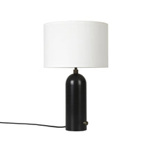 Load image into Gallery viewer, Gravity Table Lamp in Blackened Steel (White) (Small).
