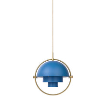 Load image into Gallery viewer, Multi-Lite Pendant Light in Brass/Nordic Blue Matt (Large).
