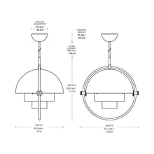 Load image into Gallery viewer, Multi-Lite Pendant Light - line drawing.

