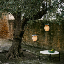 Load image into Gallery viewer, Satellite Outdoor Pendant Light in Outside Area.
