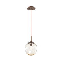 Load image into Gallery viewer, Aster LED Pendant Light in Burnished Bronze/Amber/Floret Crystal.
