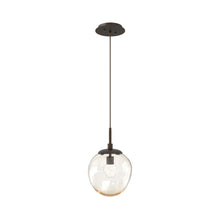 Load image into Gallery viewer, Aster LED Pendant Light in Flat Bronze/Amber/Floret Crystal.
