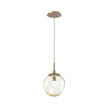 Load image into Gallery viewer, Aster LED Pendant Light in Gilded Brass/Amber/Floret Crystal.
