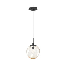 Load image into Gallery viewer, Aster LED Pendant Light in Matte Black/Amber/Floret Crystal.
