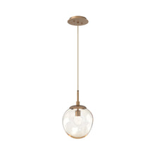 Load image into Gallery viewer, Aster LED Pendant Light in Novel Brass/Amber/Floret Crystal.
