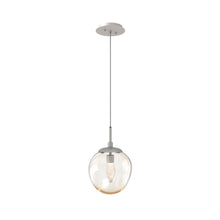 Load image into Gallery viewer, Aster LED Pendant Light in Beige Silver/Amber/Geo Crystal.

