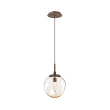 Load image into Gallery viewer, Aster LED Pendant Light in Burnished Bronze/Amber/Geo Crystal.
