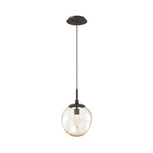 Load image into Gallery viewer, Aster LED Pendant Light in Flat Bronze/Amber/Geo Crystal.
