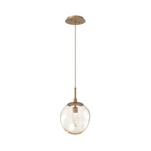 Load image into Gallery viewer, Aster LED Pendant Light in Novel Brass/Amber/Geo Crystal.
