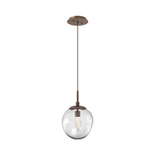 Load image into Gallery viewer, Aster LED Pendant Light in Burnished Bronze/Clear/Geo Crystal.
