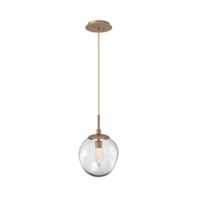 Load image into Gallery viewer, Aster LED Pendant Light in Novel Brass/Clear/Geo Crystal.
