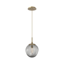 Load image into Gallery viewer, Aster LED Pendant Light in Gilded Brass/Smoke/Geo Crystal.
