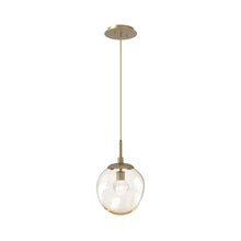 Load image into Gallery viewer, Aster LED Pendant Light in Gilded Brass/Amber/Zircon Crystal.
