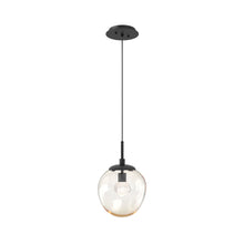 Load image into Gallery viewer, Aster LED Pendant Light in Matte Black/Amber/Zircon Crystal.
