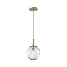 Load image into Gallery viewer, Aster LED Pendant Light in Gilded Brass/Clear/Zircon Crystal.
