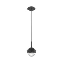 Load image into Gallery viewer, Cabochon LED Pendant Light in Matte Black/Black Marble.
