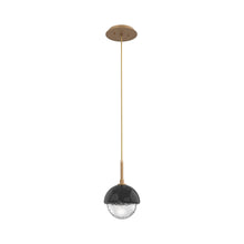 Load image into Gallery viewer, Cabochon LED Pendant Light in Novel Brass/Black Marble.

