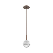 Load image into Gallery viewer, Cabochon LED Pendant Light in Burnished Bronze/White Marble.
