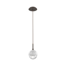 Load image into Gallery viewer, Cabochon LED Pendant Light in Flat Bronze/White Marble.

