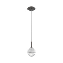 Load image into Gallery viewer, Cabochon LED Pendant Light in Graphite/White Marble.
