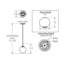 Load image into Gallery viewer, Gaia LED Pendant Light - line drawing.
