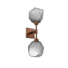 Load image into Gallery viewer, Gem LED Double Wall Light in Burnished Bronze/Smoke Blown Glass.
