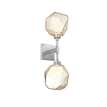 Load image into Gallery viewer, Gem LED Double Wall Light in Classic Silver/Amber Blown Glass.

